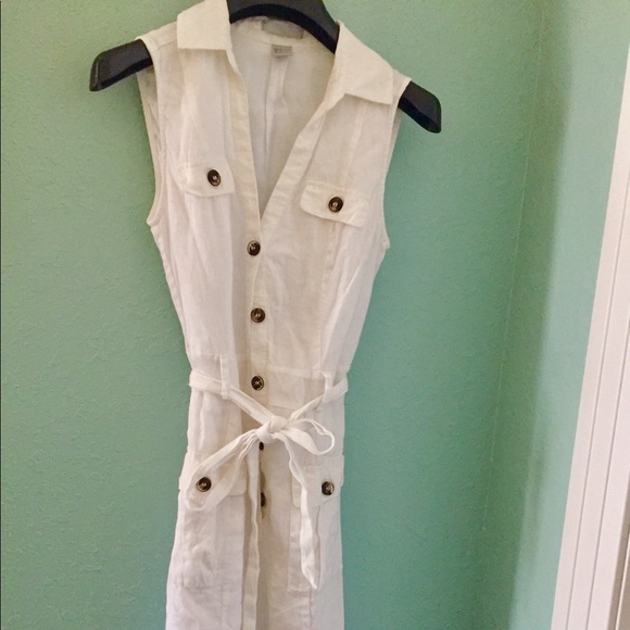 H&M Dresses & Skirts - Very cute white linen dress by H & M size 2